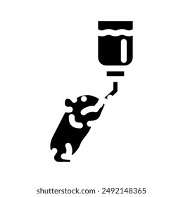 hamster drink water glyph icon vector. hamster drink water sign. isolated symbol illustration