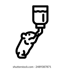 hamster drink water line icon vector. hamster drink water sign. isolated contour symbol black illustration