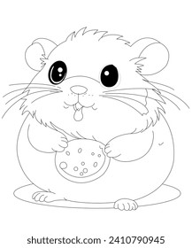 hamster eating bread coloring page for kids 