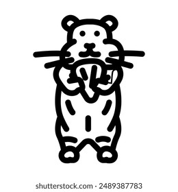 hamster eating pet line icon vector. hamster eating pet sign. isolated contour symbol black illustration