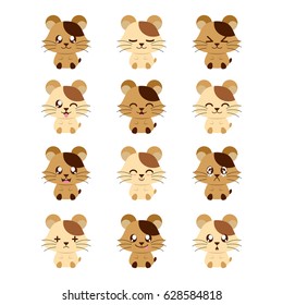 hamster emoticon smile set