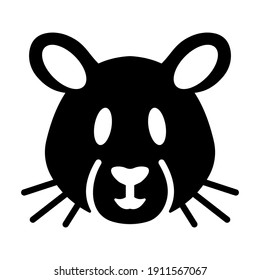 Hamster face black icon isolated on white background. High quality black style vector icon