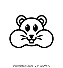 Hamster face line icon on white background. Eps 10.