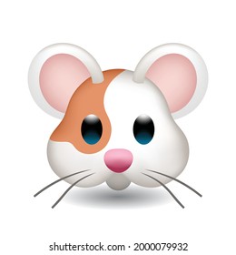 Icono plano del vector de la cara de hámster. Ilustración aislada de hámster emoji. Emoji, mascota doméstica de animales de hámster. 