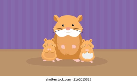 Familia Hamster. Hamster y dos pequeñas hamacas