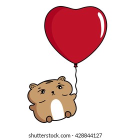 hamster flying with balloon 