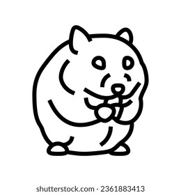 hamster with food pet line icon vector. hamster with food pet sign. isolated contour symbol black illustration