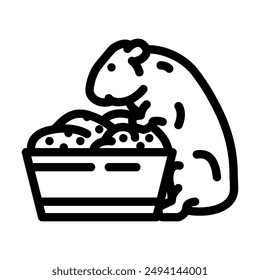 hamster with food pet line icon vector. hamster with food pet sign. isolated contour symbol black illustration