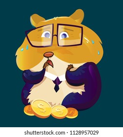 The hamster is going through. Vector character.