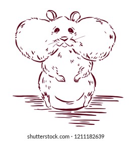 Hamster graphic sketch; hamster with full cheeks; vector illustration EPS10