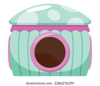 Hamster habitat accessorie. Home. Element of habitat for adorable fat animal. Isolated on white background