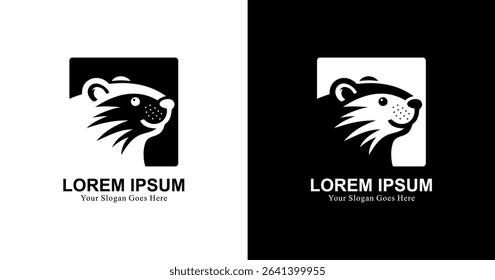 Hamster head logo design combined with a square