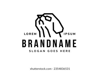 Plantilla de diseño del logotipo de la cabeza de hámster visible desde el lateral. un estilo de línea. colores en blanco y negro con texto de ejemplo.