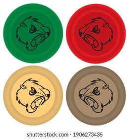 Hamster Head Silhouette On The Button. Hamster Head Vector Illustration