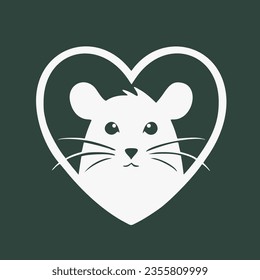 Hamster in heart on green background