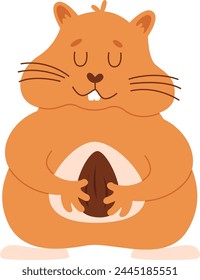Hamster Holding Seed Vector Illustration