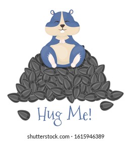 Hamster hum me card cute card. Vector illustration little cartoon animal.