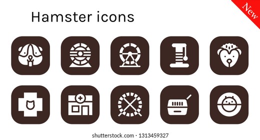 hamster icon set. 10 filled hamster icons.  Simple modern icons about  - Hamster, wheel, Scratcher, Hedgehog, Veterinary, ball, Pet