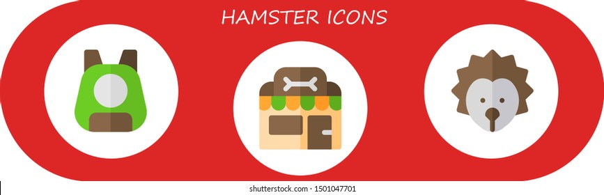 hamster icon set. 3 flat hamster icons.  Simple modern icons about  - pet, pet shop, hedgehog