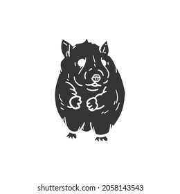 Hamster Icon Silhouette Illustration. Rodent Animal Vector Graphic Pictogram Symbol Clip Art. Doodle Sketch Black Sign.
