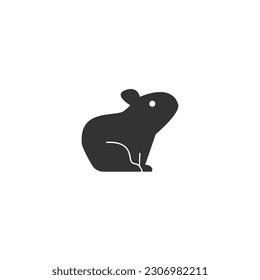 Hamstersymbol: Silhouette auf weißem Hintergrund. Isolierte Vektortiervorlage für Logo-Firma, Symbol. Vektor-Wohnung