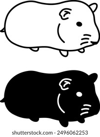 Hamster Icons. Black and White Rodent Vector Icons. Cute Animal. Pet Concept