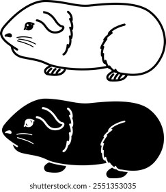 Iconos de hámster. Ilustración vectorial en blanco y negro. Roedor, mamífero. Mascota doméstica. Para el diseño de libros para colorear. Concepto de mascotas