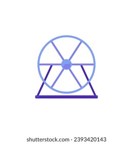 Hamster jogging wheel for pet entertainment and health. Wheel addition for pets cage icon or symbol, flat vector illustration isolated on white background.