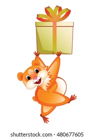 The hamster keeps ,carries gift.For congratulations,birthday, New year, March 8, shares of discounts and so on.