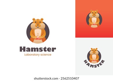 Hamster laboratory animal logo design with circle shape for medicine study vector logo template