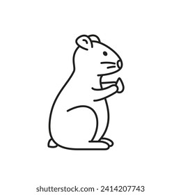 Hamster line icon, vector isolated outline illustration. Side view.