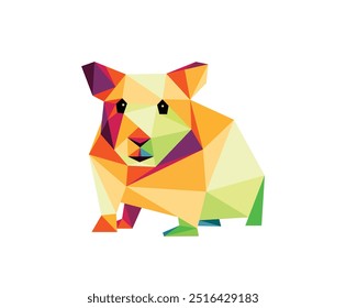 Hamster-Logo in buntem polygonalem abstraktem Vektor. Niedliche Maus Hamster bunte Low Poly Illustration. Abstrakter Hamster-Logo-Vektor