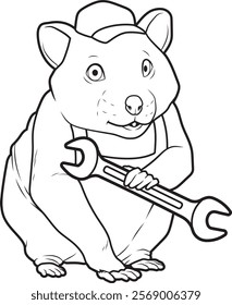 Hamster Mechanic Wrench Animal Vector Graphic Art Illustration