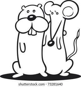 Hamster and mouse for coloring book