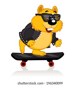 hamster on a skateboard -  vector illustration, EPS