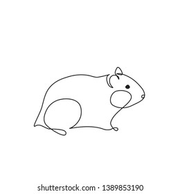 Hamster one line drawng icon. Editable line. Vector illustration.