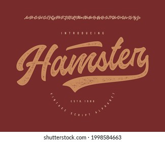 Hamster. Original Brush Script Font. Retro Typeface. Vector Illustration.