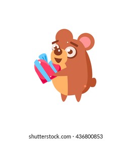 Hamster Party Animal Icon In Primitive Funny Flat Cartoon Style Isolated On White Background