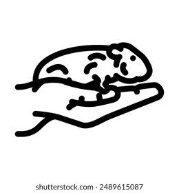 hamster pet hand line icon vector. hamster pet hand sign. isolated contour symbol black illustration