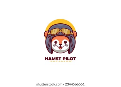 hamster pilot head vector template logo design