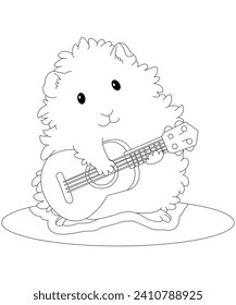 hamster playing Getter coloring page for kids 