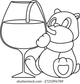 Hamster Red wine Animal Vector Graphic Art Illustration