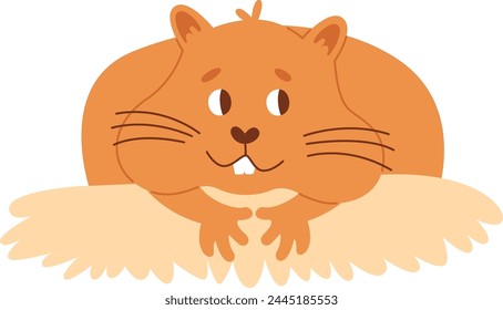 Hamster Resting On Hay Vector Illustration