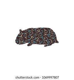 Hamster rodent spiral pattern color silhouette animal. 
