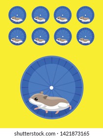 Hamster Running Wheel Animation Sequence Cartoon Vector