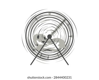 Hamster running in wheel exercise vector icon isolated on white background