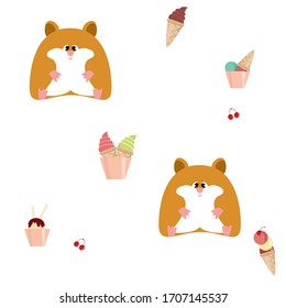 Patrón martillo transparente con helado y cereza. Fondo del vector
