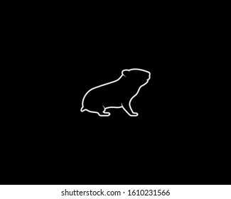 Hamster Silhouette on Black Background. Isolated Vector Animal Template for Logo Company, Icon, Symbol etc