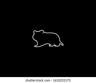 Hamster Silhouette on Black Background. Isolated Vector Animal Template for Logo Company, Icon, Symbol etc