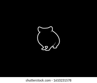 Hamster Silhouette on Black Background. Isolated Vector Animal Template for Logo Company, Icon, Symbol etc